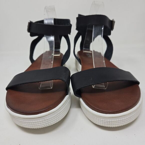 MIA Ellen Platform Black Strqppy Leather Sandals Buckled Ankle Strap Size US10 - Picture 4 of 9